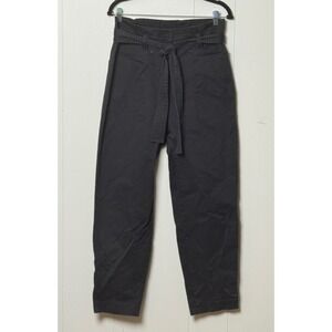 Express Women's Black Button BlendPaperbag High Waist Tapered Belted Pants Sz 10